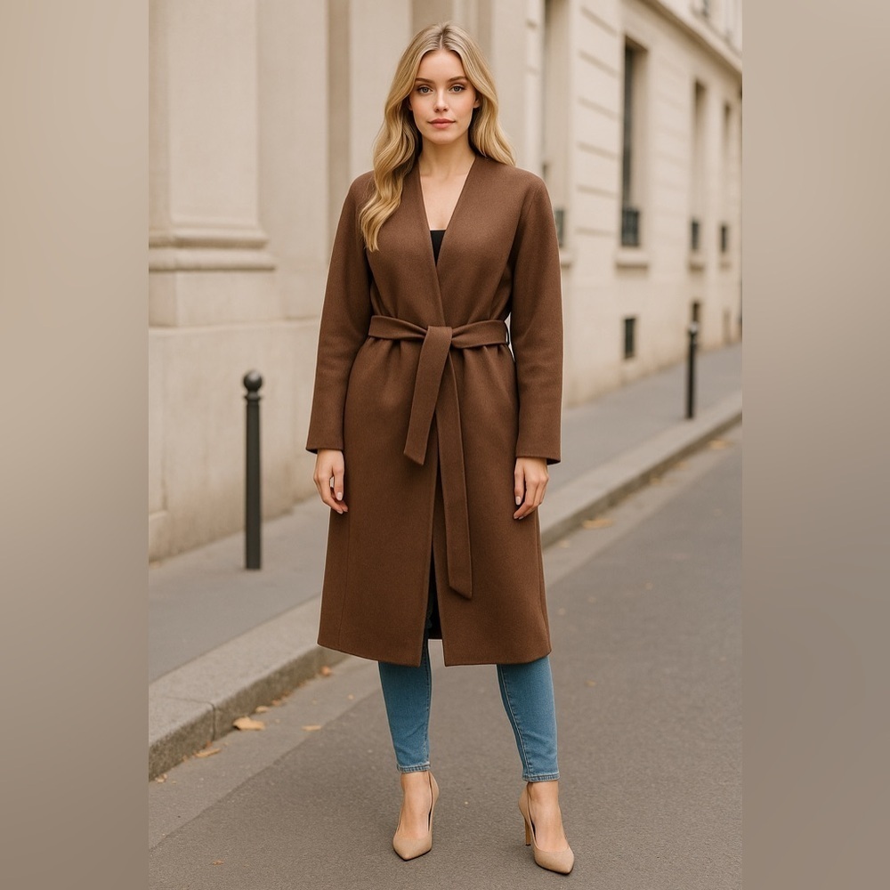 Valentino Wrap Style Coat Size 8 Color Brown